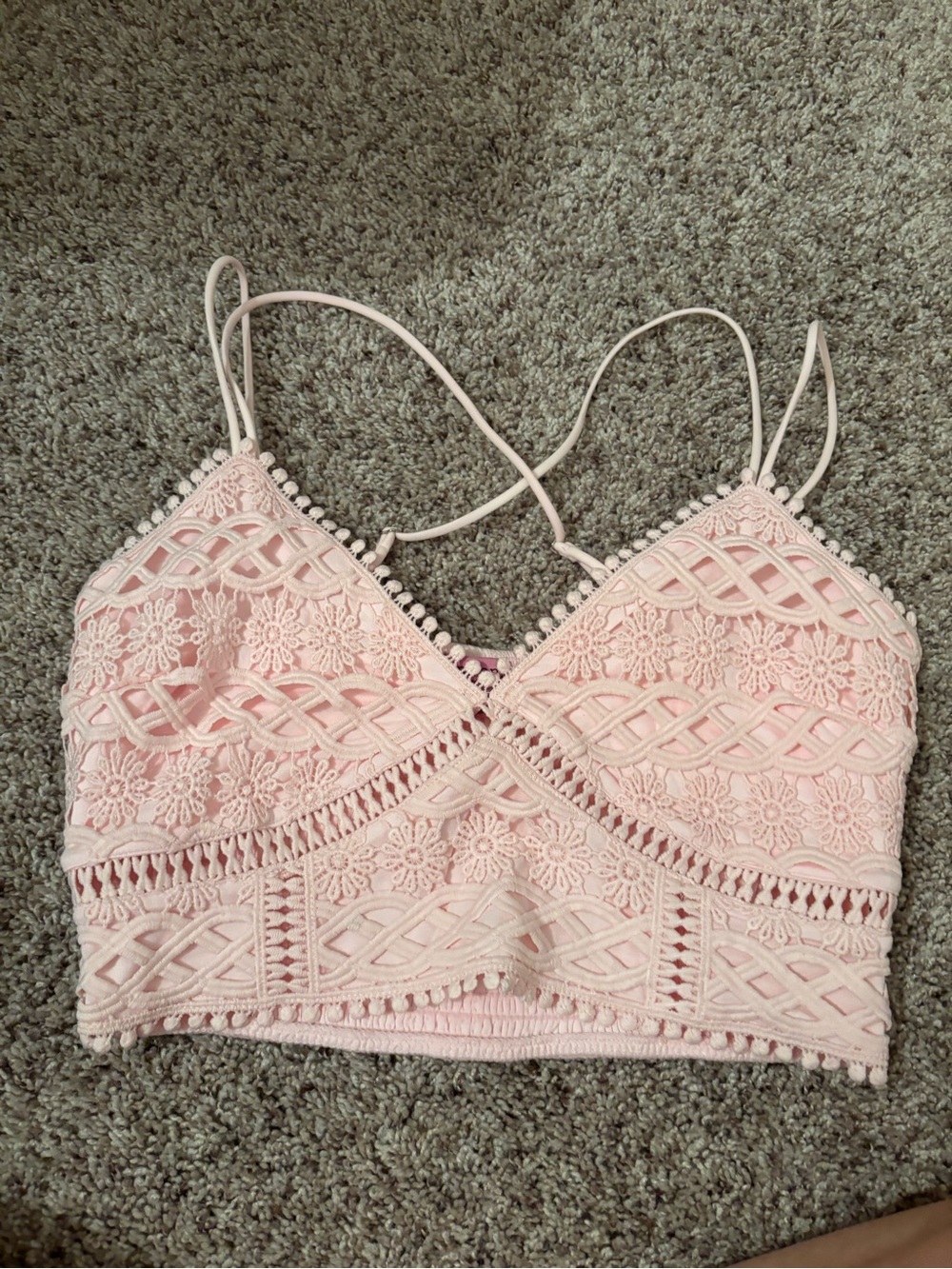 Francesca's Collections Blush Pink Crochet Lace Bralette Tank old MIAMI launch